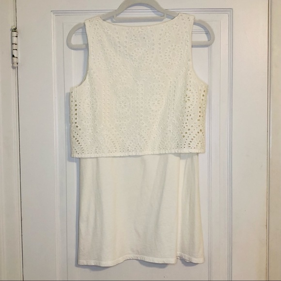 J. Jill Eyelet Tank Top Blouse Layered White - Picture 3 of 5